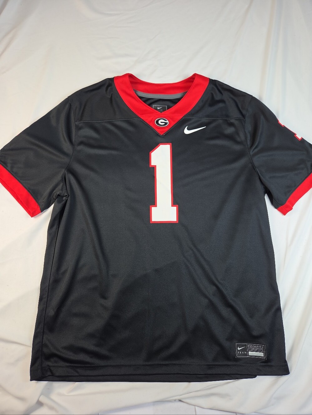 Nike Dri Fit Black and Red Georgia Bulldogs #1 Football Jersey Men's Size XL